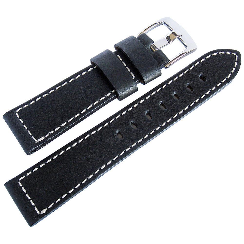 Fluco Snow Calf Black Leather Watch Strap-Holben's Fine Watch Bands