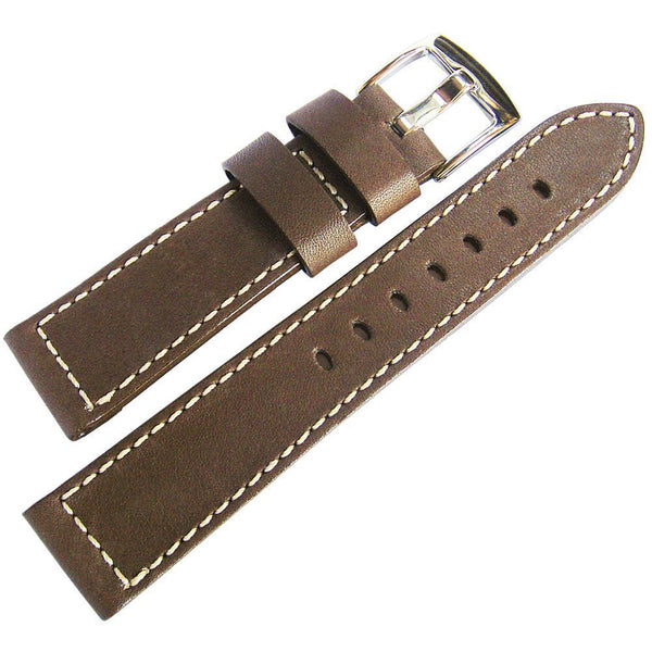 Fluco Snow Calf Brown Leather Watch Strap-Holben's Fine Watch Bands