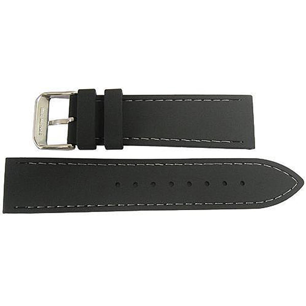 Fluco Tropic Silicone Rubber Watch Strap Black Grey-Stitch-Holben's Fine Watch Bands