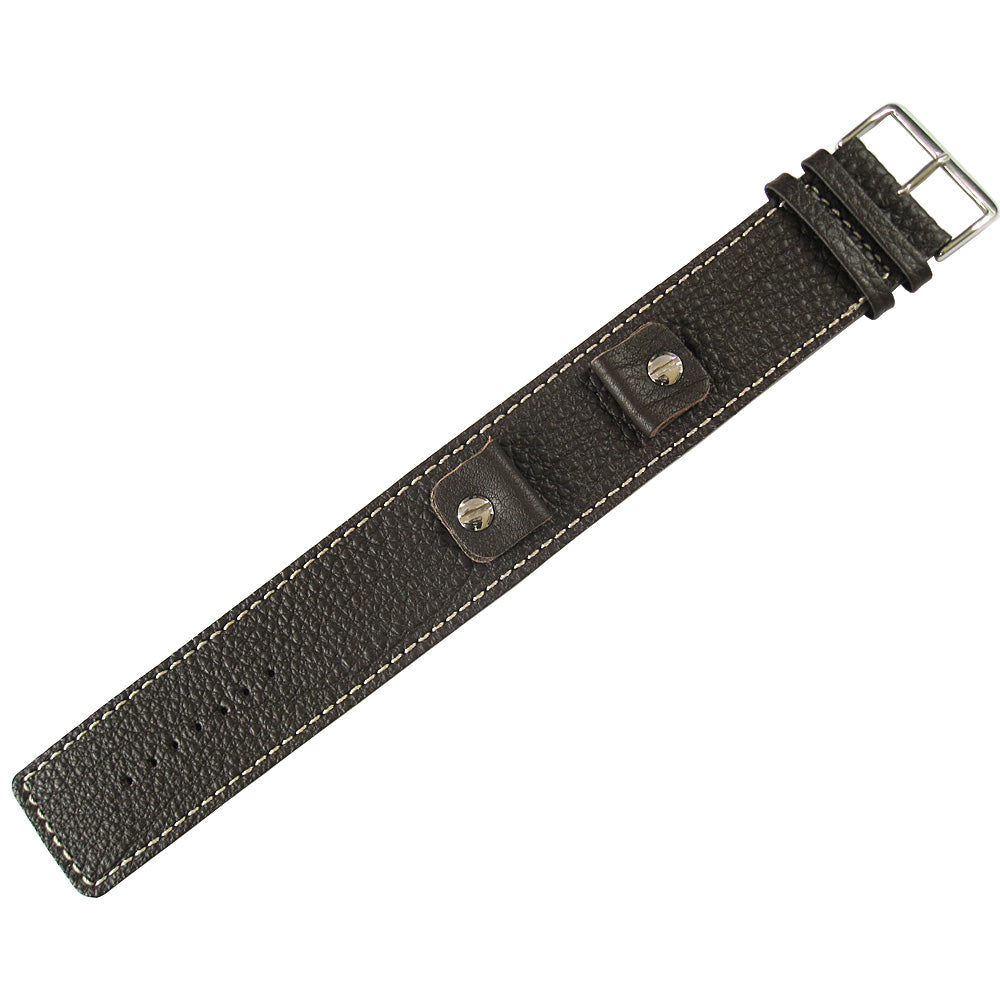 Fluco Vigo Riveted Cuff Brown Leather Watch Strap-Holben's Fine Watch Bands