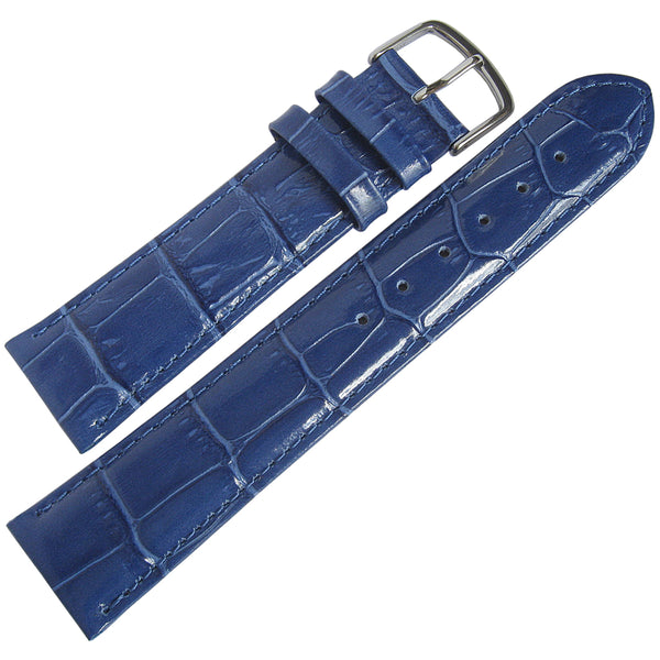 Fluco Chiara Blue Crocodile-Grain Leather Watch Strap | Holben's