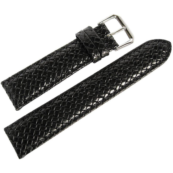 Hadley-Roma MS 843 Braided Leather Watch Strap Black-Holben's Fine Watch Bands