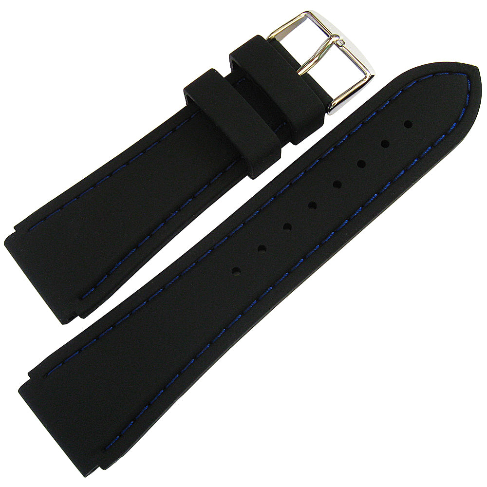 Hadley-Roma MS3345 Silicone Rubber Black Blue Stitch Watch Strap | Holben's