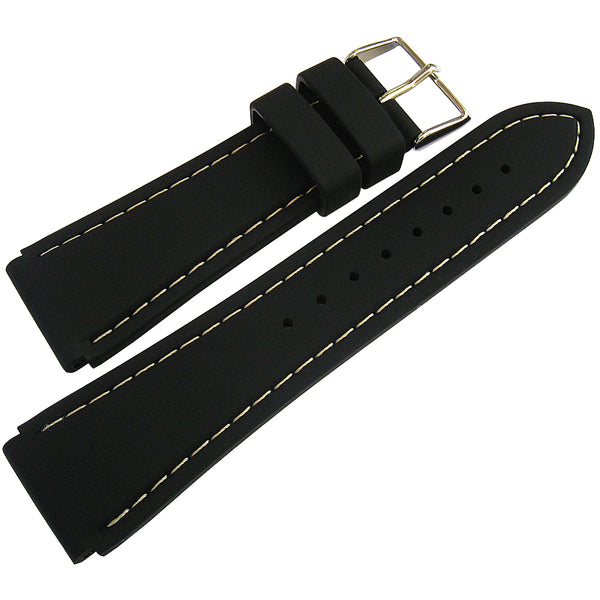 Hadley-Roma MS3345 Silicone Rubber Black Contrast Stitch Watch Strap | Holben's