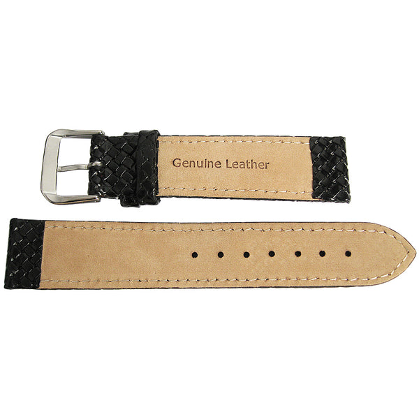 Hadley-Roma MS 843 Braided Leather Watch Strap Black-Holben's Fine Watch Bands