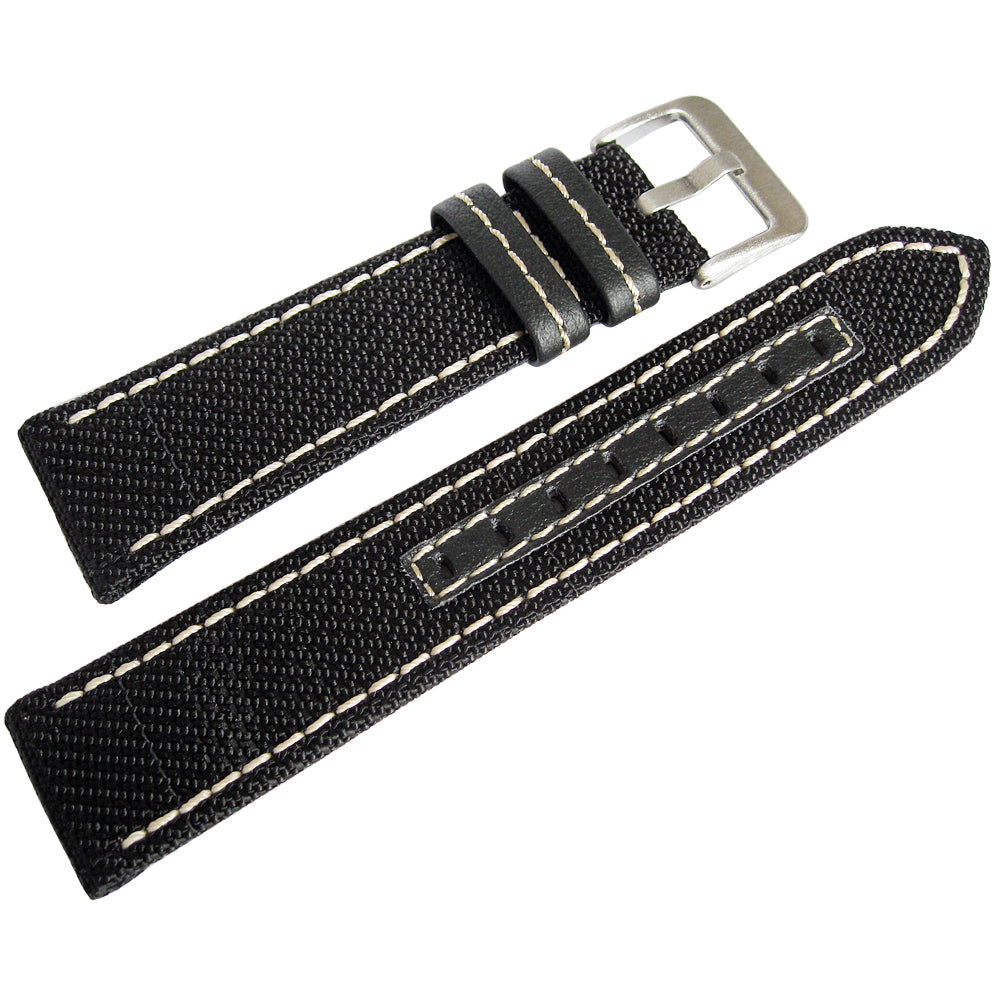 Hadley-Roma MS848 Kevlar Black White Watch Strap-Holben's Fine Watch Bands