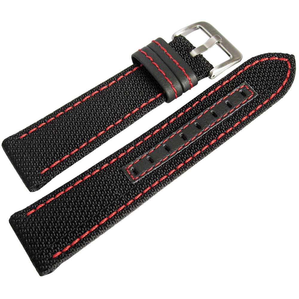 Hadley-Roma MS848 Kevlar Black Red Watch Strap-Holben's Fine Watch Bands