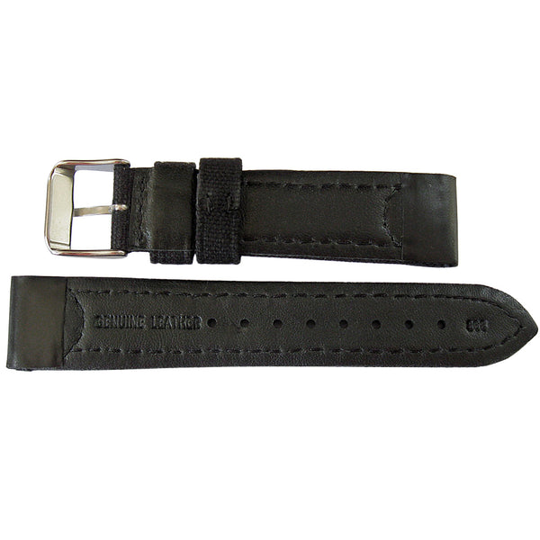 Hadley-Roma MS 868 Canvas and Leather Black Watch Strap | Holben's