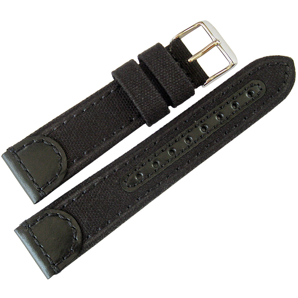 Hadley-Roma MS 868 Canvas and Leather Black Watch Strap | Holben's