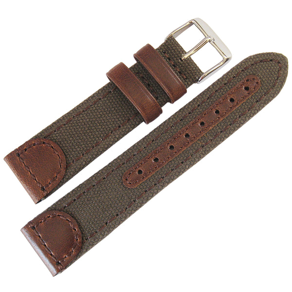 Hadley-Roma MS 868 Canvas and Leather Brown Watch Strap | Holben's