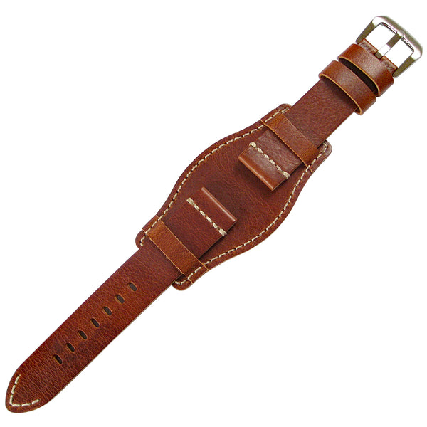 Extra WIDE Bund Military Style Watch Strap | Wide Leather Aviator Band