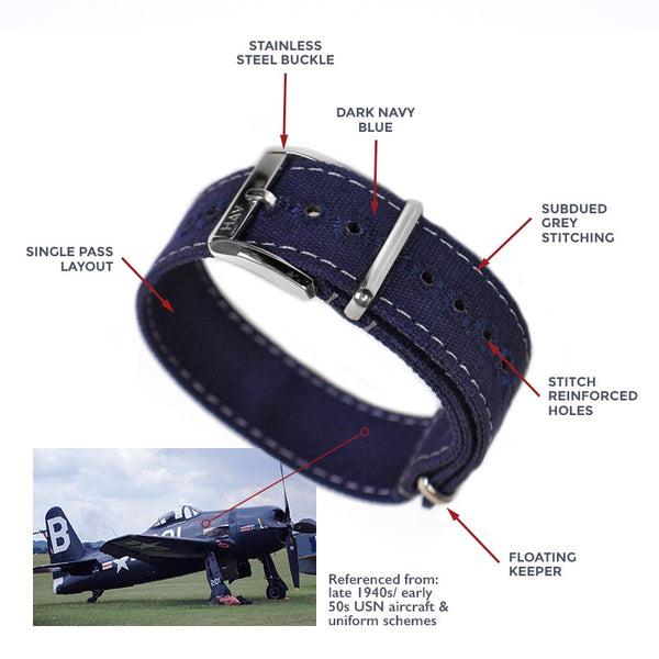 Haveston Canvas Series Flight Deck Watch Strap - Holben's Fine Watch Bands