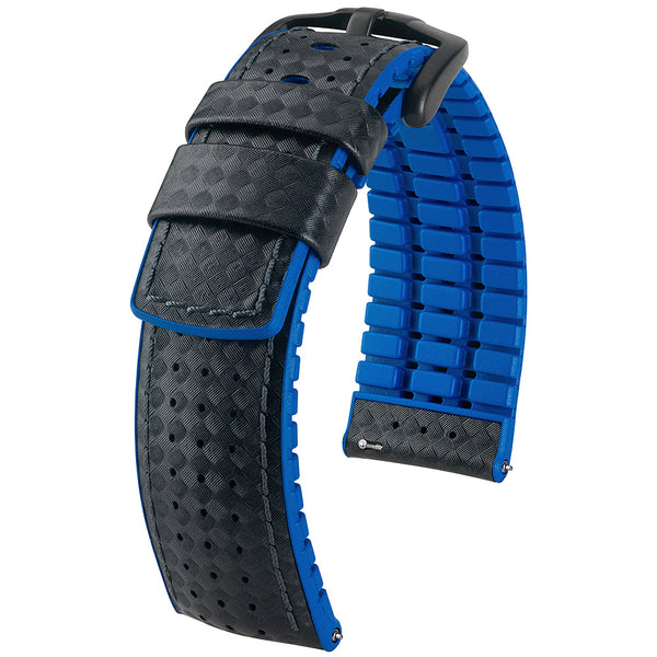 Hirsch Ayrton Performance Carbon Black Blue Watch Strap-Holben's Fine Watch Bands