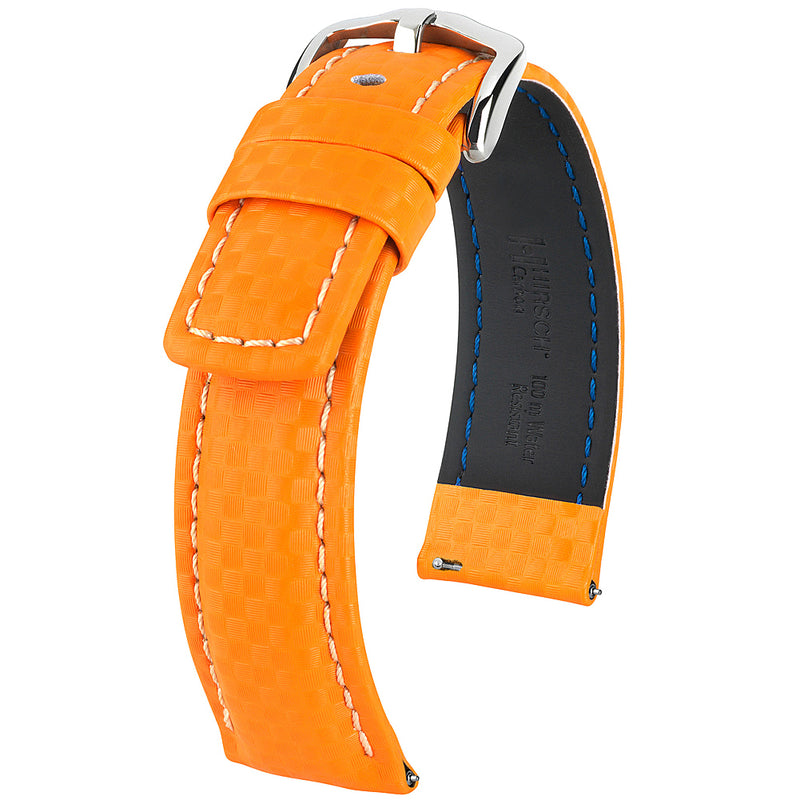 Hirsch Carbon Orange Leather Watch Band Strap | Holben's