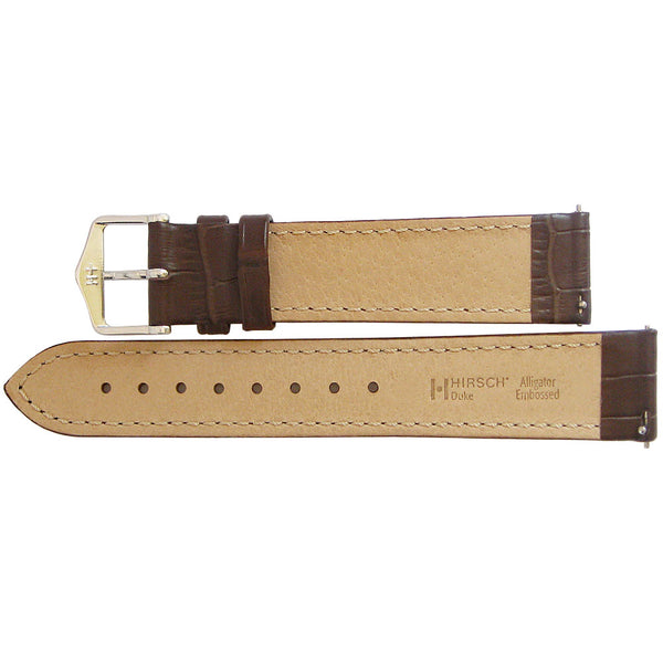 Hirsch Duke Alligator Brown Leather Watch Strap-Holben's Fine Watch Bands