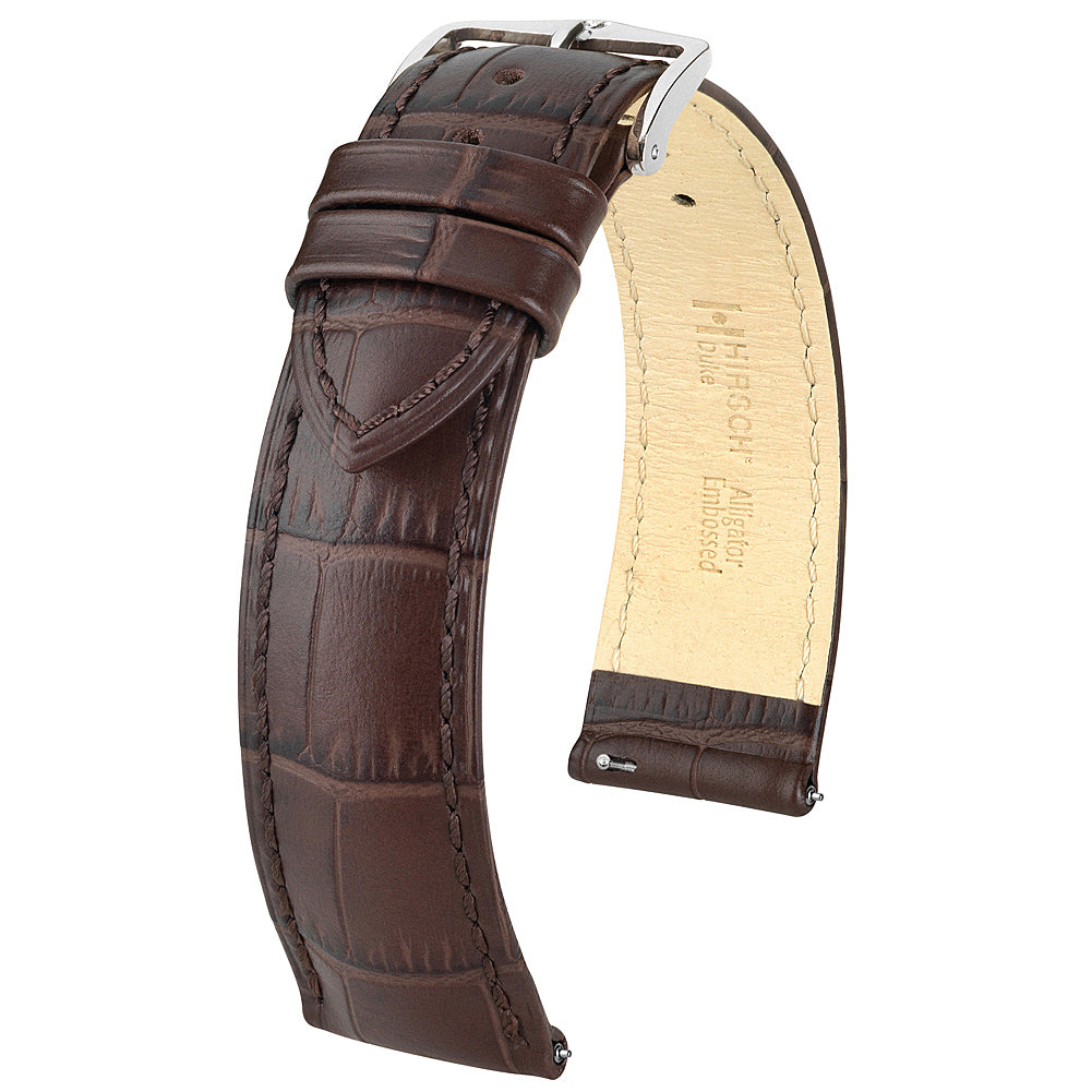 Hirsch Duke Alligator Brown Leather Watch Strap-Holben's Fine Watch Bands