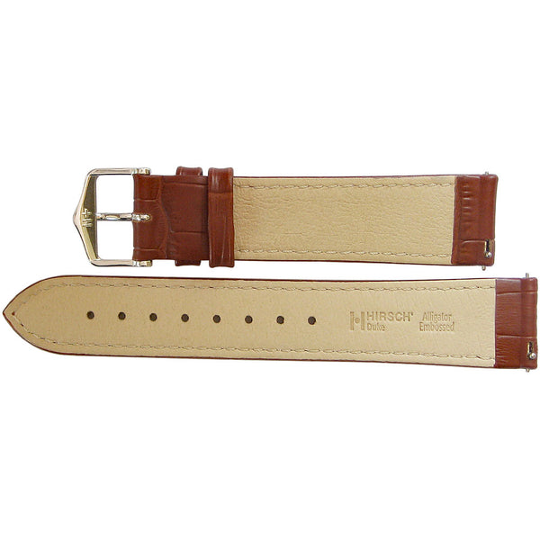 Hirsch Duke Alligator Golden Brown Leather Watch Strap-Holben's Fine Watch Bands