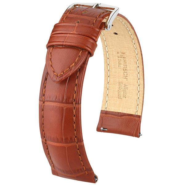 Hirsch Duke Alligator Golden Brown Leather Watch Strap-Holben's Fine Watch Bands