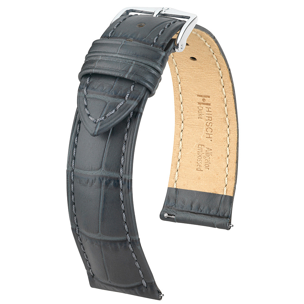 Hirsch Duke Alligator Leather Watch Strap Grey-Holben's Fine Watch Bands