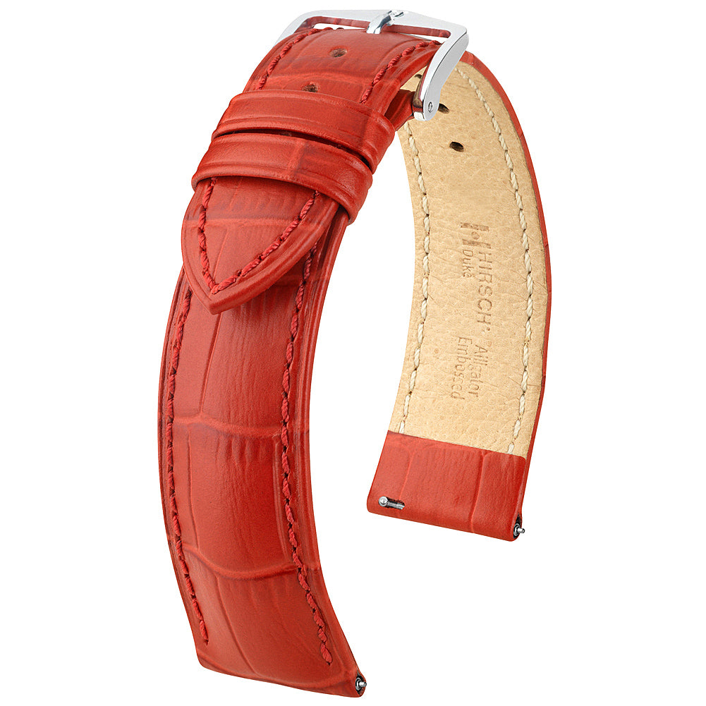 Hirsch Duke Red Alligator Leather Watch Strap-Holben's Fine Watch Bands