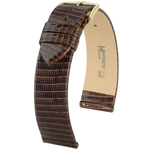 Hirsch Genuine Lizard Brown Leather Watch Strap | Holben's