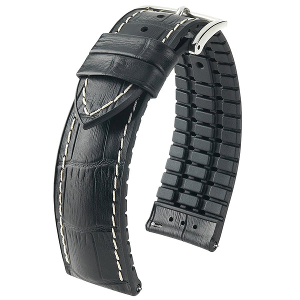 Hirsch George Alligator Black Leather Watch Strap-Holben's Fine Watch Bands