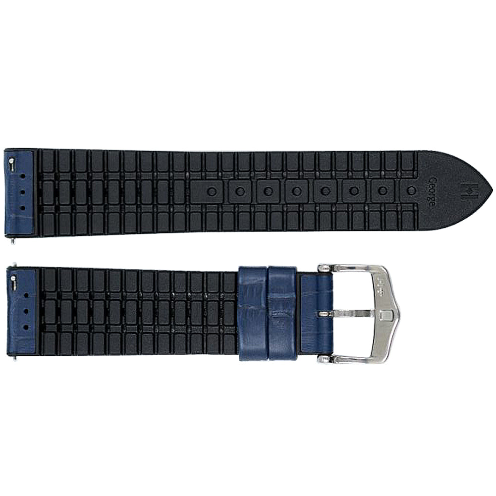 Hirsch George Alligator Blue Leather Watch Strap-Holben's Fine Watch Bands