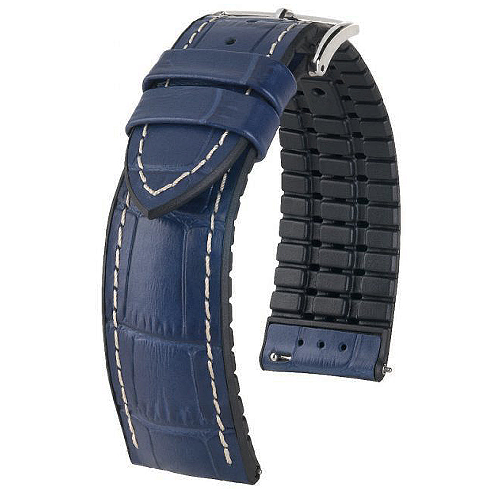 Hirsch George Alligator Blue Leather Watch Strap-Holben's Fine Watch Bands