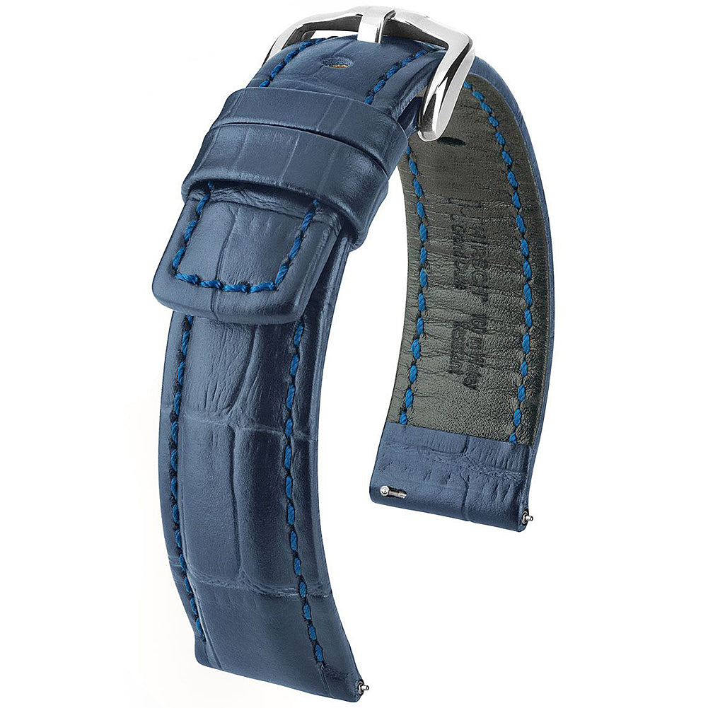Hirsch Grand Duke Blue Alligator-Grain Leather Watch Strap | Holben's