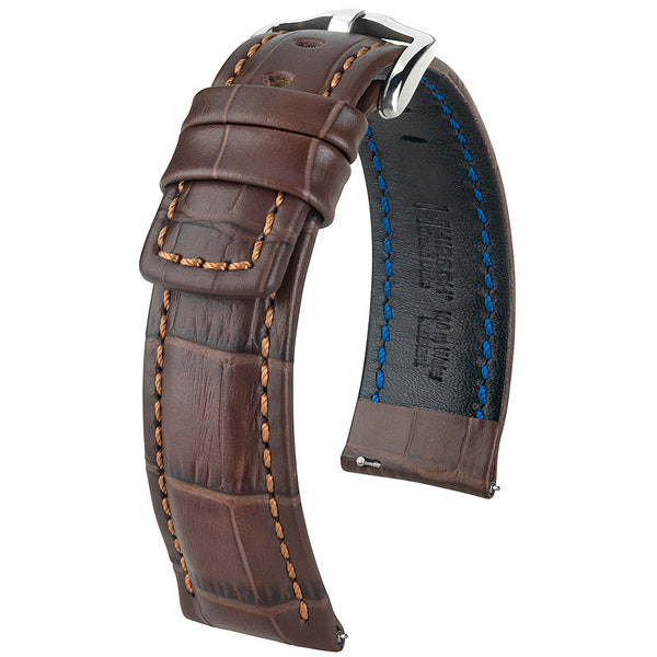 Hirsch Grand Duke Brown Alligator-Grain Leather Watch Strap | Holben's