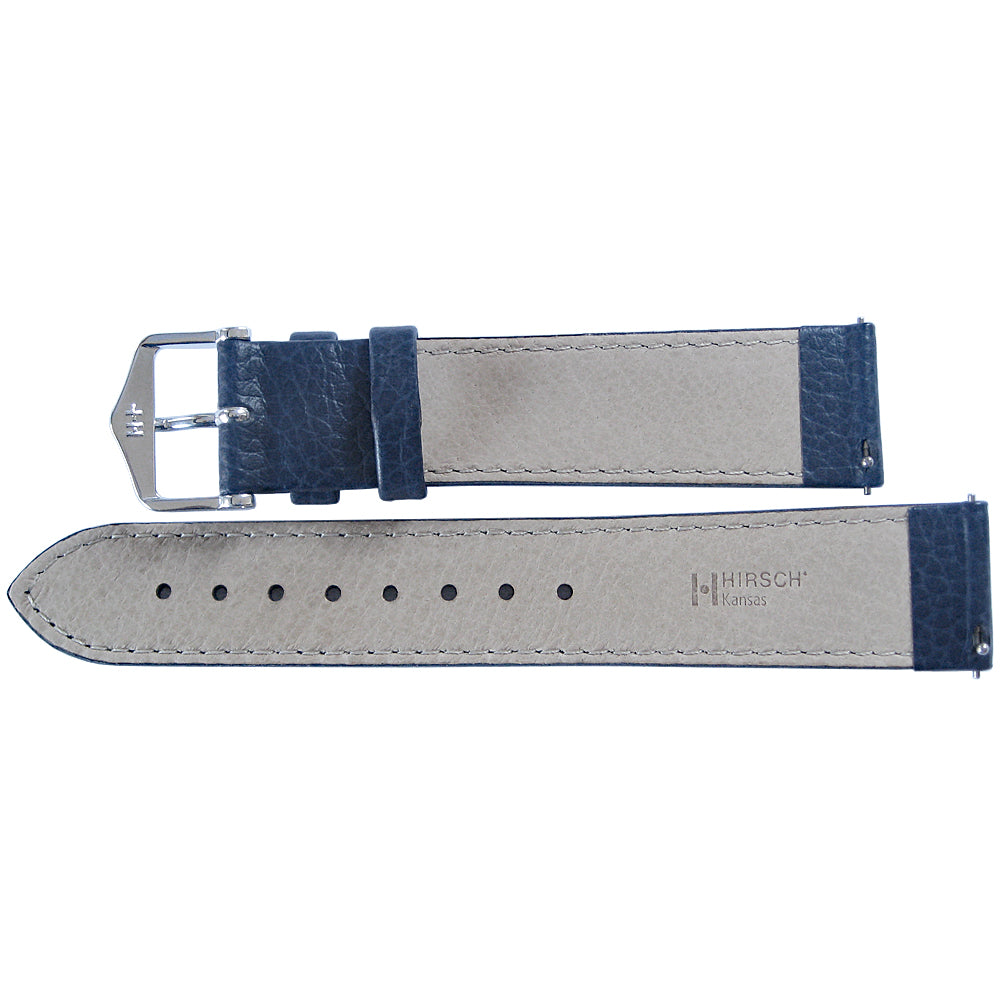 Hirsch Kansas Blue Leather Watch Strap-Holben's Fine Watch Bands
