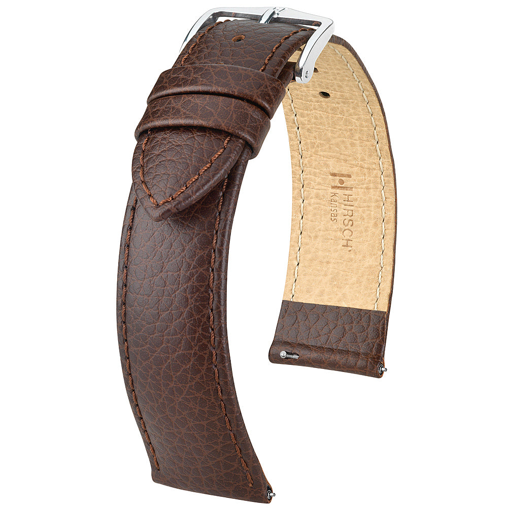 Hirsch Kansas Brown Leather Watch Strap-Holben's Fine Watch Bands