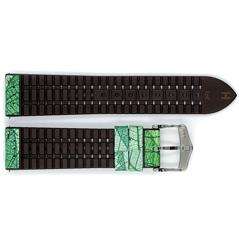 Hirsch Leaf Green Vegan Rubber Quick-Release Watch Strap