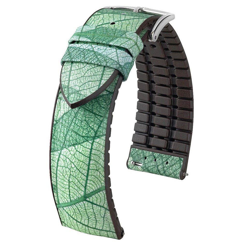 Hirsch Leaf Green Vegan Rubber Watch Strap-Holben's Fine Watch Bands