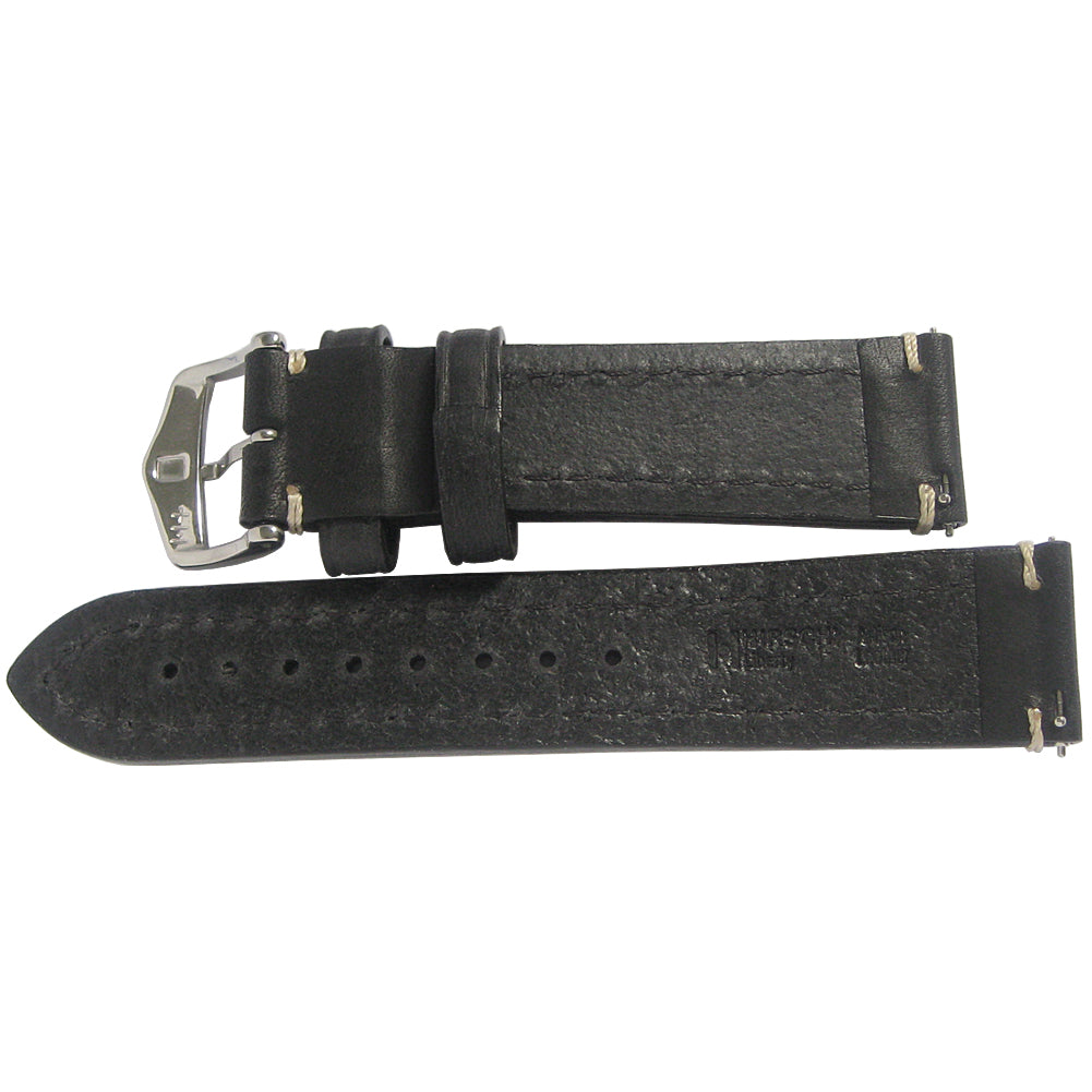 Hirsch Liberty Black Leather Watch Strap-Holben's Fine Watch Bands