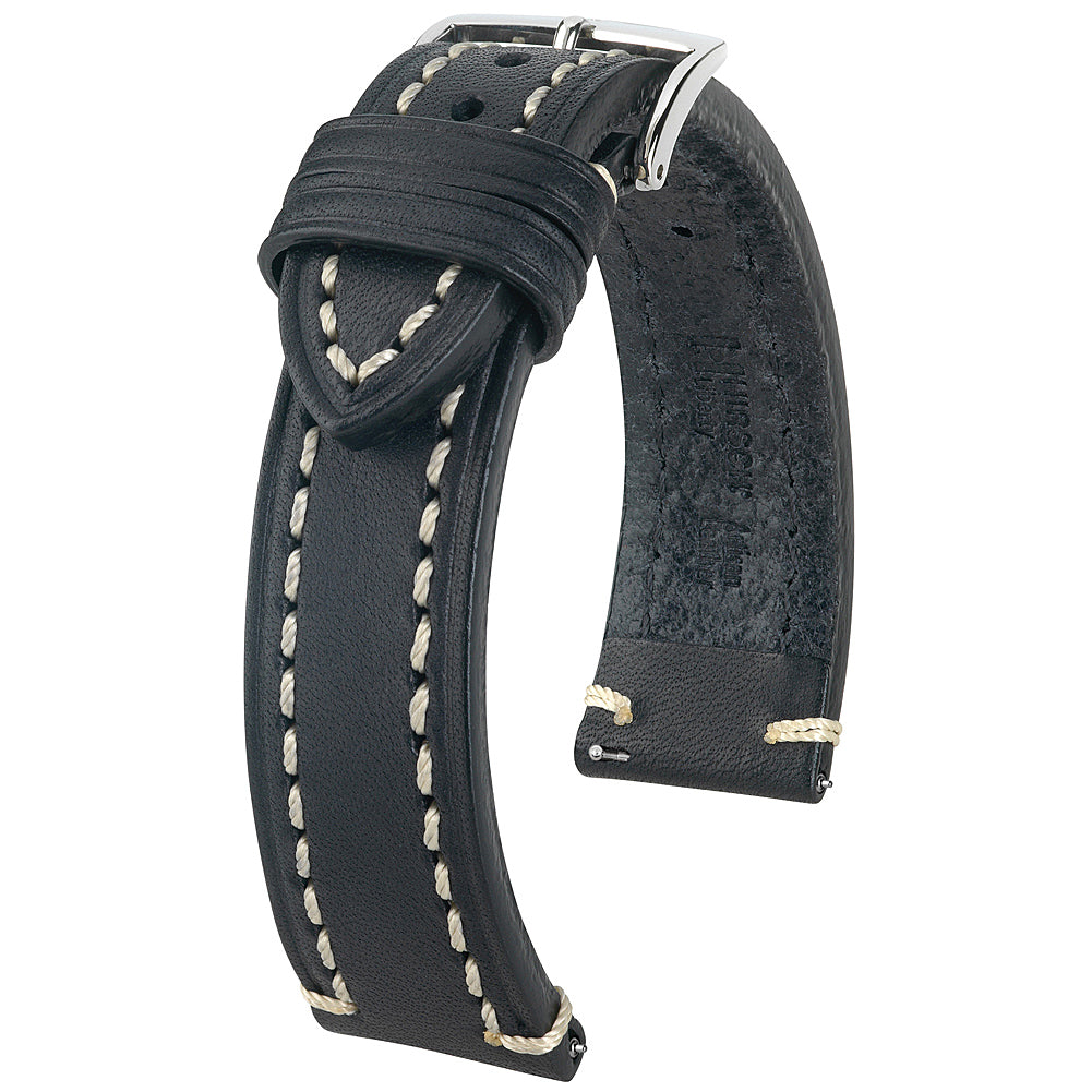 Hirsch Liberty Black Leather Watch Strap-Holben's Fine Watch Bands