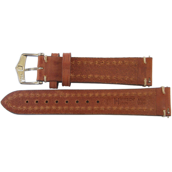 Hirsch Liberty Gold-Brown Leather Watch Strap-Holben's Fine Watch Bands