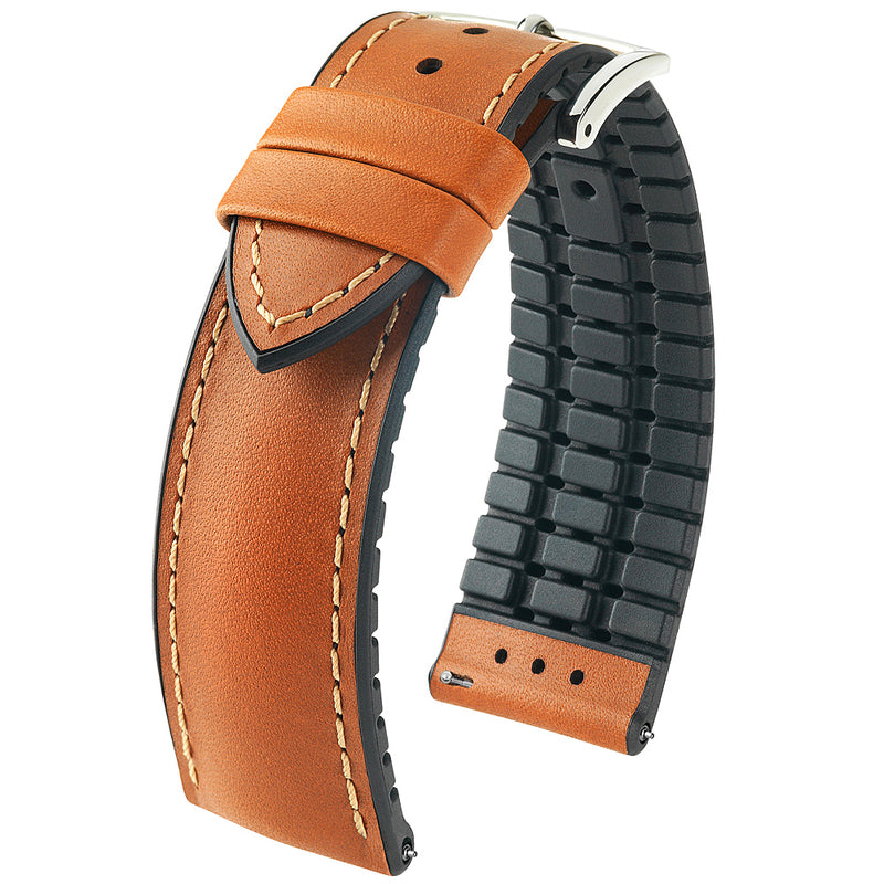 Hirsch James Performance Gold Brown Vegetable-Tanned Leather Watch Strap