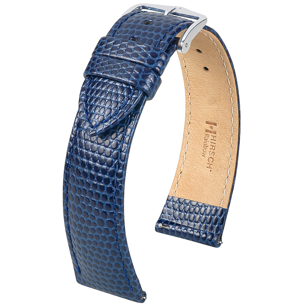 Hirsch Rainbow Lizard-Grain Leather Watch Strap Blue-Holben's Fine Watch Bands