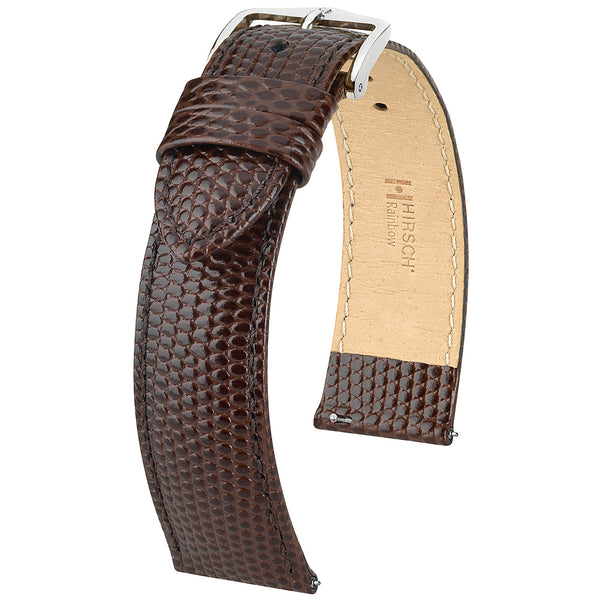 Hirsch Rainbow Brown Lizard Grain Leather Watch Band Strap | Holben's