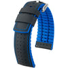 Hirsch Robby Sailcloth Black Blue Leather Watch Strap-Holben's Fine Watch Bands