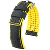 Hirsch Robby Sailcloth Black Yellow Leather Watch Strap-Holben's Fine Watch Bands