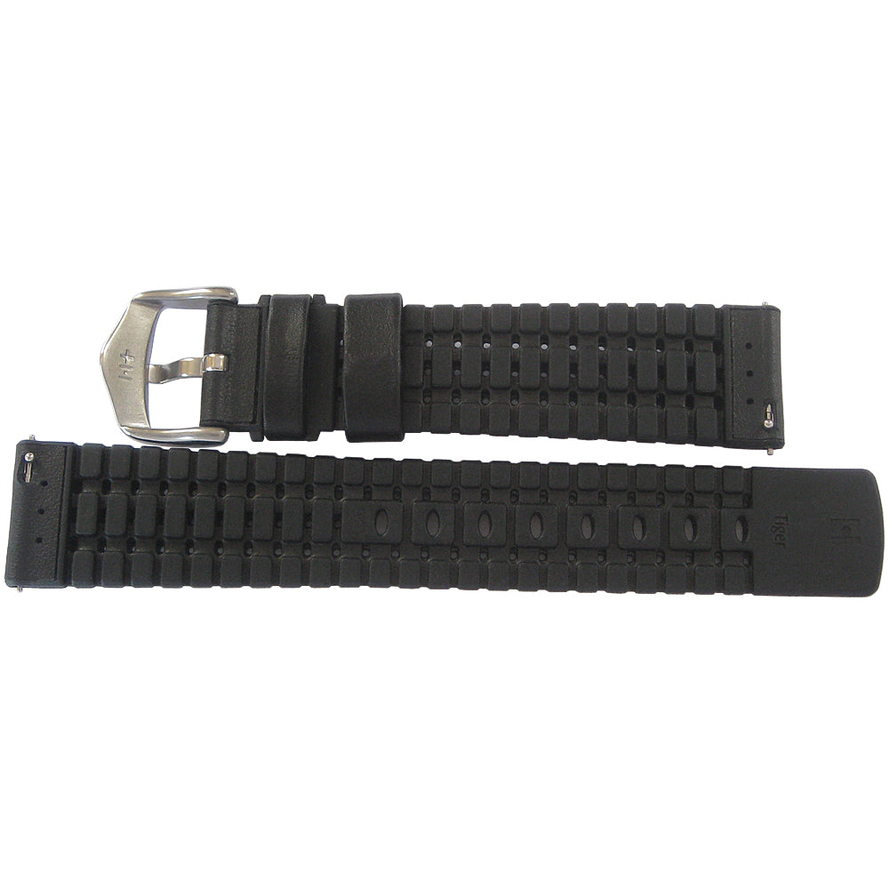 Hirsch Tiger Black Leather Watch Strap-Holben's Fine Watch Bands