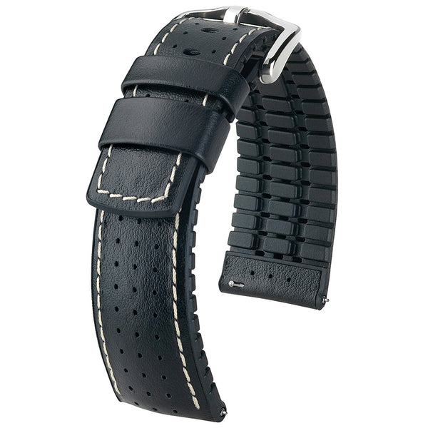 Hirsch Tiger Black Leather Watch Strap-Holben's Fine Watch Bands