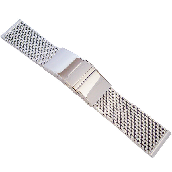 Super Brushed & Polished 3D Solid Silver Stainless Steel Watch Bracelet  Band 20mm Security Double Deployment Buckle : SINAIKE: Amazon.in: Watches